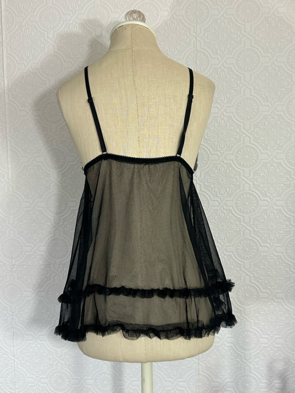 Sheer Ruffle Babydoll Chemise - Black - Picture 4 of 4